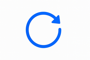 Circular arrow return icon, minimal style, blue color